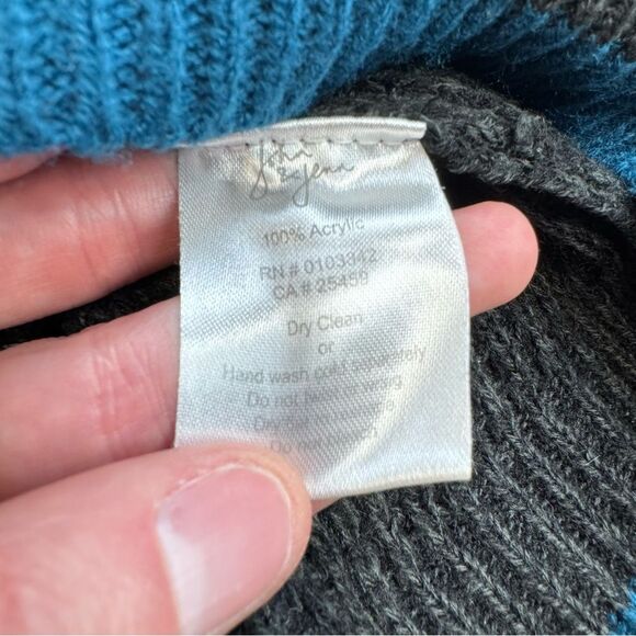 John & Jenn Womens Ribbed Long Sleeve Sweater Charcoal Grey Gray Blue S SM Small - Picture 7 of 12